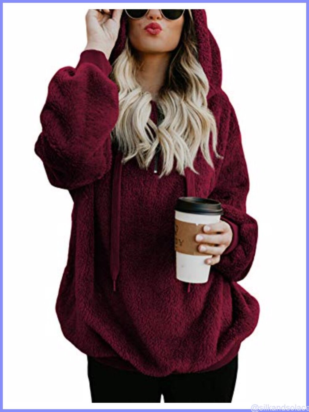 Fuzzy Sherpa Pullover Hoodie Oversized 1/4 Zip with Pockets
